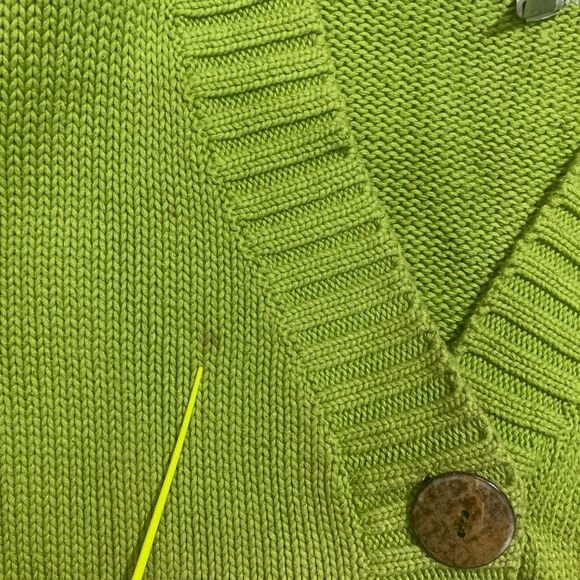 Chicos Size 2 Large‎ 12 Spring Green Large Buttons Cardigan Sweater Pockets * - Picture 5 of 6